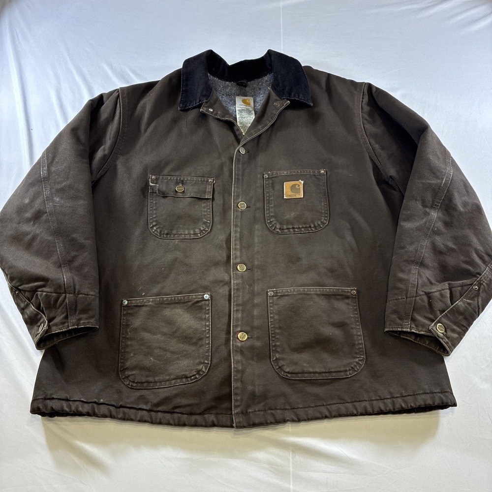 Carhart Detroit Style Blanket Lined Corduroy Collar VTG Chore Jacket Men's XXL